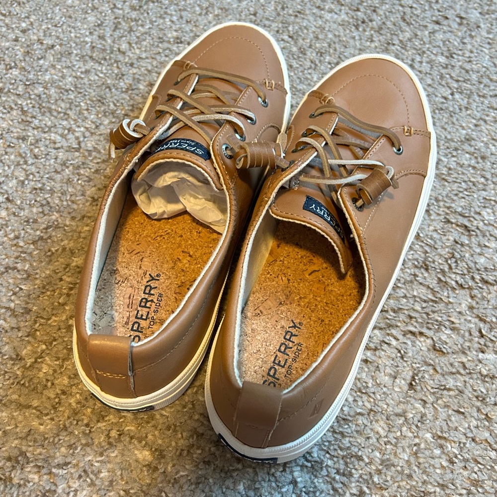 Sperry Crest Vibe Tan Leather Sneaker - Picture 2 of 3